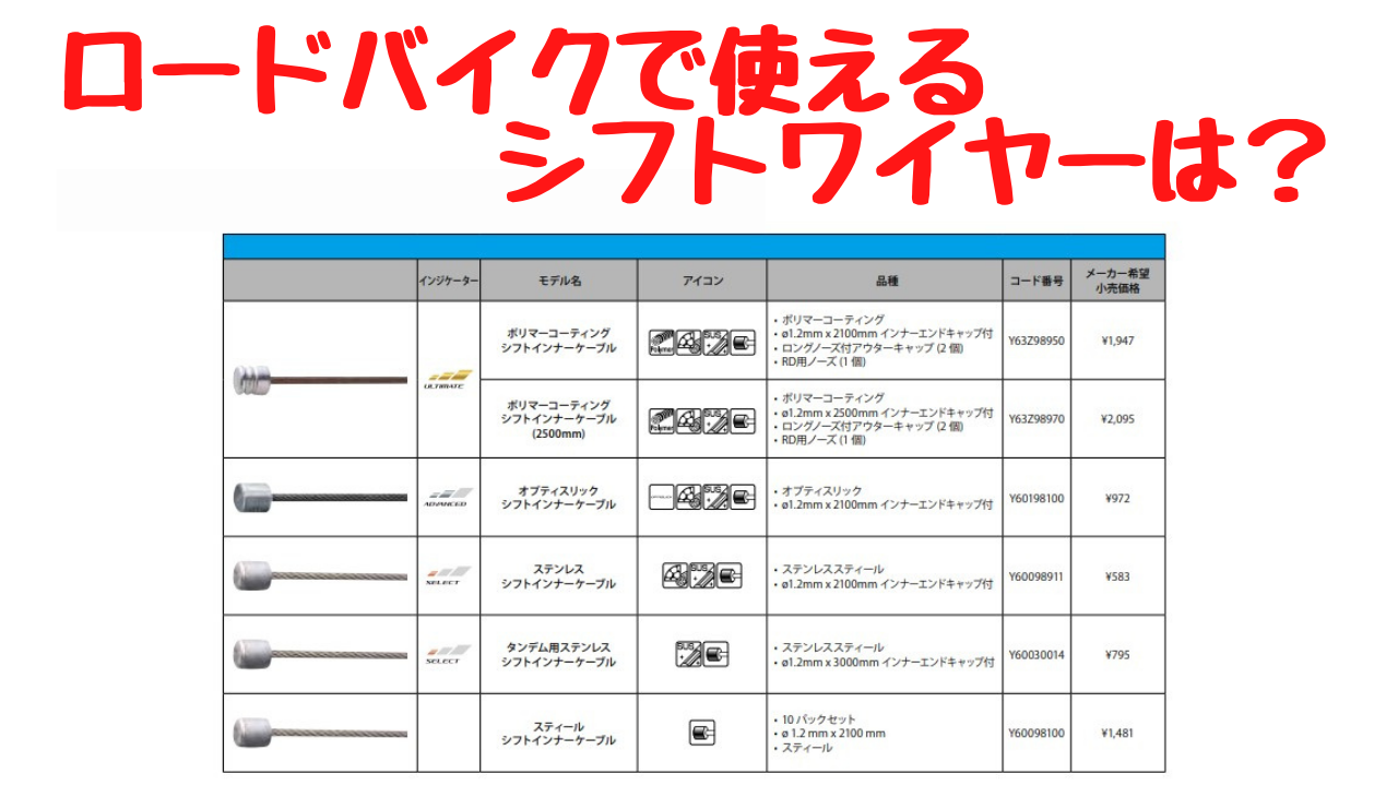 507円 【94%OFF!】 シマノ ロード MTB用 オプティスリック シフトケーブル2本